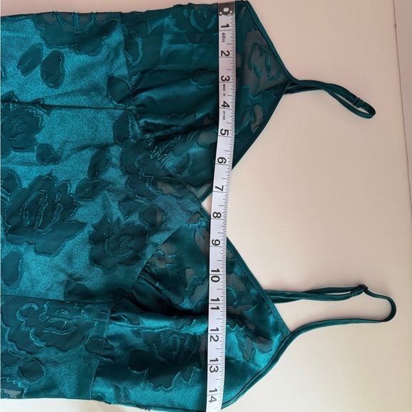 Vintage 90s Victoria’s Secret Green Satin Burnout Floral Maxi Slip Dress Small - Picture 9 of 11